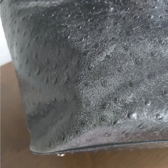 Kate Spade Ostrich Leather Travel Tote Handbag Women Black Pebbled Bow Large - Picture 5 of 16